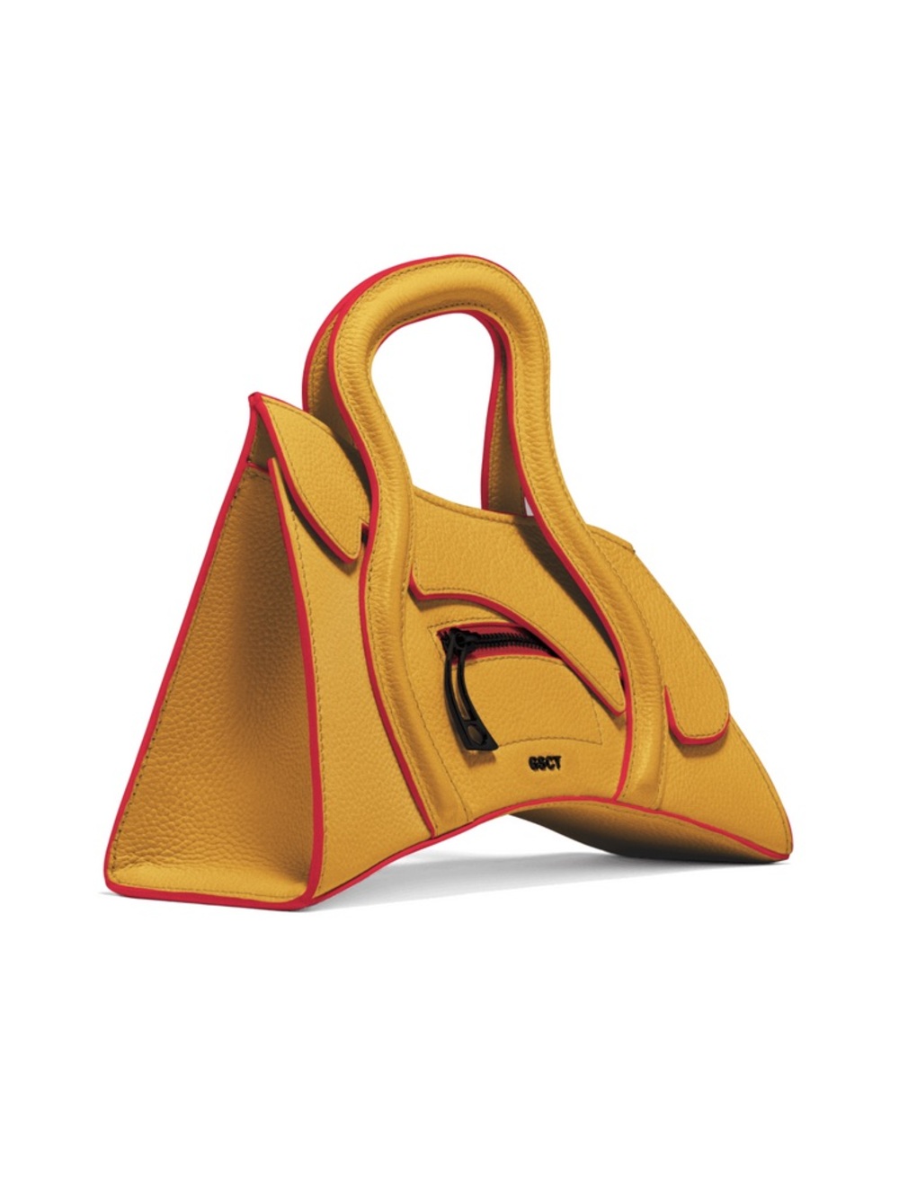 Pebbled Yellow Crossbody Bag with Sculptural Handle - Picture 5 of 14